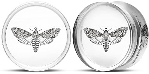 TBOSEN 1 Paar Epoxid Baum Motte Vogel Punk Element Tunnel Stecker Expander Piercing Modisches Geschenk 0g-1-3/16Zoll in 8mm-30mm