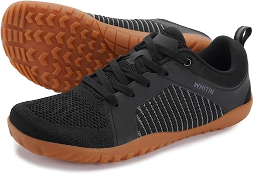WHITIN Men's Extra Wide Width Barefoot Minimalist Shoes Trail Running Zero Drop Cross Training Walking Outdoor Hiking Gym Fitness Sneaker Black Gum 47