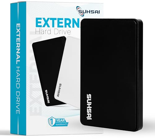 SUHSAI Externe Festplatte 500 GB, 2,5 Zoll Externe Festplatte, Speicher- und Sicherungslaufwerk, Festplatte, tragbare USB 2.0-Festplatte, kompatibel mit Mac, Laptop, Desktop, Computer (Schwarz)