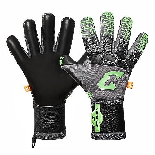 CATCH & KEEP Torwarthandschuhe Fly Soul - Professionelle Torwart-Fußballhandschuhe - Octopus Grip & Hybrid Cut - atmungsaktive Mesh-Backhand - Punching Zone 3.0 Technologie (Fly Mint Soul, 6)