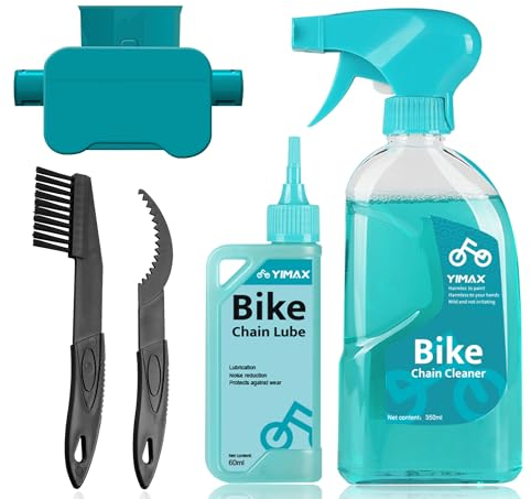 Bike Chain Cleaner YIMAX Bicycle Cleaning Kit with 60ml Wet Lubricant Chain Lube and 350ml Cleaning Spray Degreaser,Suitable for All Types of Bike