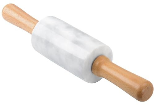 GMYIAK Kleiner Marmor Nudelholz,Teigroller 11,6 Zoll,Antihaft-Pizza-Roller,Frauen-Küchenwerkzeug für Pizza,Pasta,Kuchen,Gebäck,Kekse,Fudge(weiß)