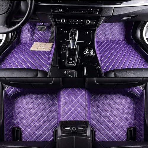Leder-Auto-Fußmatten für Land Rover Range Rover Evoque 2015-2018,Allwetter-Teppich-Bodenschutzmatte mit Vollständiger Abdeckung Wasserdichtes und Rutschfestes Auto-Innenzubehör,Purple-LHD