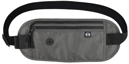 LANAFAY Cintura Porta Soldi Nascosta con la Tecnologia di Bloccaggio RFID, Marsupio da Viaggio Unisex, Impermeabile Borsa Sportiva, per Passaporto, Contanti, Carte e Telefono (Grigio)