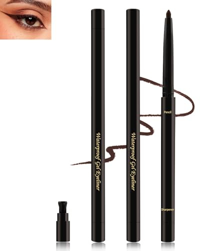 Matt Eyeliner Wasserfest Braun für Ältere Frauen, 2Pcs Creme Gel Kajalstift | Langanhaltend Wischfest Eyelinerstift, Intensive Farben, Integrierter Anspitzer, Hypoallergen Makeup für Empfindlichen Augen