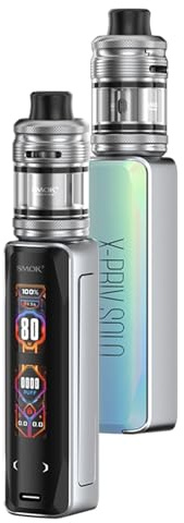 Kit Smok X - priv solo - kit de cigarrillos de entrada para cigarrillos electrónicos, 80w, batería externa única, dl vaping, pantalla doble, capacidad de 5,5 ml, sin nicotina (Azul claro)