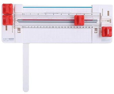YIWEOG 4-in-1-Mini-Papierschneider, Rollschneider, 23 cm Schnittlänge für Papierbreite A3, A4, Desktop-Papierschneidemaschine mit Hilfslinealen für gerade, gewellte, Gepunktete Linien, Faltlinien,