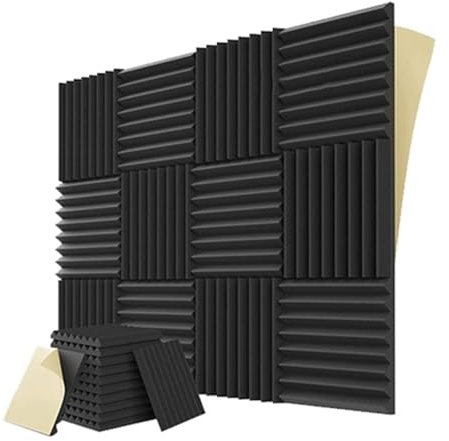 XUCZHAI Akustik Paneele 12er-Pack schalldichte Schaumstoffplatten mit selbstklebenden akustischen schalldichten Wandpaneelen for Spiele und Studios, 2,5 x 30,5 x 30,5 cm FüR Decken TüR Wanddekoration