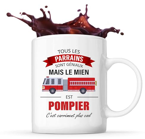Mug Parrain Pompier | Tasse Originale Cadeau Anniversaire Noël Humour