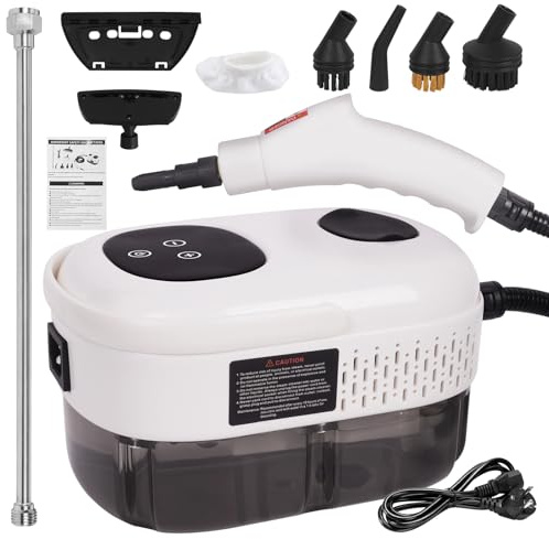 Hoapin Pulitore a Vapore 1100ML 2500W Pulitore Vapore Casa Portatile con 6 Velocità Regolabili per Mobili da Cucina Bagno Auto