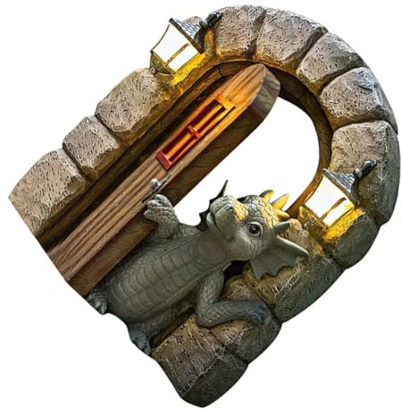 Toddmomy Resin Dragon Statue Garden Ornament for Outdoor Balcony Patio Resin Craft Decorative Sculpture Garden Decor
