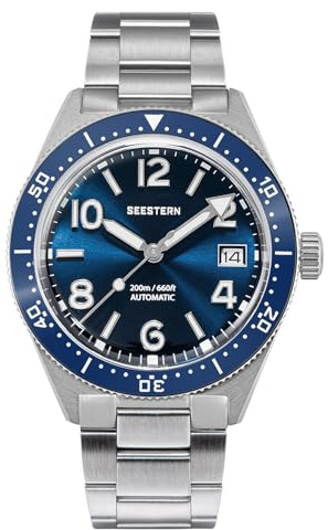 Sugess Super LUME x gewölbtes Saphir-Kristallglas, 200 m, mechanische Taucher-Herrenuhr, S434-2.03, Silber, Silber