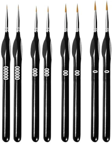 Feine Detail Pinsel Set - 8 Stück Miniatur Pinsel, Extra Dünn, Malen Nach Zahlen Pinsel, Zeichenpinsel Schwarz Künstlerpinsel Malen für Künstler, für Acryl, Öl, Aquarell, Nail Art