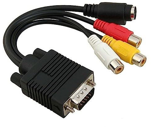 KOMBIUDA Convertitore Adattatore Vga Svga S-video Nero Rame Pvc Ingresso Vga Sub-d Standard Connettore Mini S-video Pin Jack
