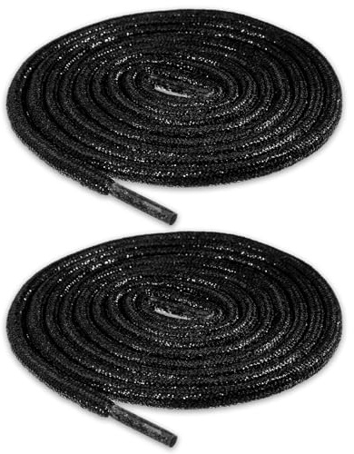 Ouligay 2 par svarta glitter runda skosnören för sneakers, 5 mm breda metalliska bling skosträngar 120 cm bling skosnöre glänsande skosnören för barn vuxna sportskor 120 cm