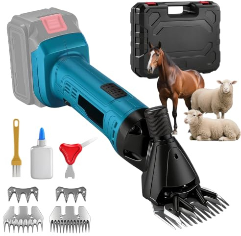 Batteridriven fårsax klippmaskin för Makita 18 V, 2 400 RPM, 6 växlar borstlös ullsax med 2 blad, saxar elektrisk för får och getar (utan batteri)