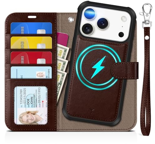 TUCCH Coque Amovible pour iPhone 17 Pro 6,3 5G 2025, Brun Chocolat | RFID Blocage, Etui 2 en 1 Dragonne, Housse Portefeuille Cuir PU, Protection Anti-Choc, Fermeture Magnétique