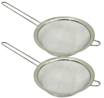 Fackelmann Lot de 2 tamis en inox 19 cm avec manche 40 cm | Tamise farine et coulis sans effort, Lot de 2 passoires tamis, Inox 19 x 40 cm, Passe au lave vaisselle, Fackelmann Basic