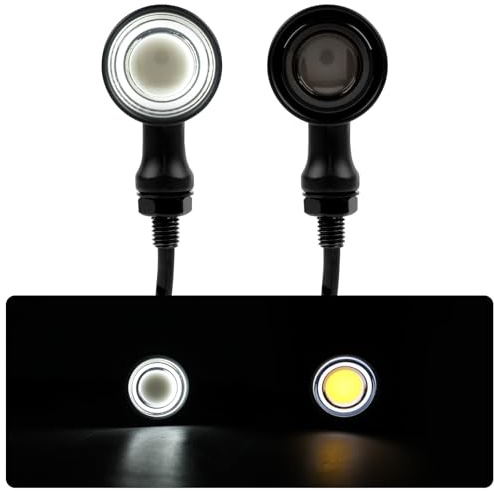 DREAMIZER Motorrad Blinker, 2pcs Retro LED Frontleuchten 40 LEDs Weiß/Gelb für Laufblinker, Universell passend für Chopper, Bobber, Cafe Racer