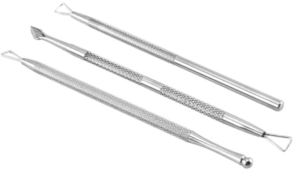 Mikinona 3 Stück Teiliges Edelstahl Nagelhautschieber mit Doppeltem Kopf Dead Skin Fork für Maniküre und Pediküre Langlebiges Nagel tool zur Schonenden Nagelhautentfernung