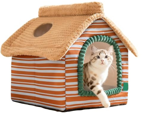 Lpoppcx Katzenhaus Für Draußen Faltbare Katzenbett Winterfest Wasserdicht Wetterfester Katzenhöhle Haustierhaus Warm Hundehöhle Katzenzelt Für Kätzchen Kleine, Mittelgroße Haustiers,40x32x32cm
