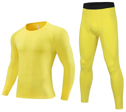 Valcatch Kids Boys Thermal Sets Skins Base Layer Set Rugby Football Basketball Ski Sport Clothing Kit Long Sleeve Tops and Legging Tights Pants Youth Gym PE Breathable Outdoor Wear for 4-12 Years