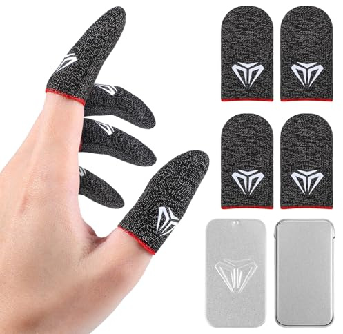 Gjinxi Fundas para el pulgar para juegos móviles, 4 fundas de fibra plateada para pantalla táctil, ultrafinas, antisudor, fundas para dedos para el dedo del teléfono, tableta, pantalla táctil, dedos