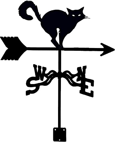 Garten Wetterfahne dekorative Windfahne Wetterhahn aus Edelstahl Katze mit Sensenmann-Silhouette • Wetterfahnen-Richtungsanzeiger mit Beschichtung für Außendekoration Bastelarbeiten Katze