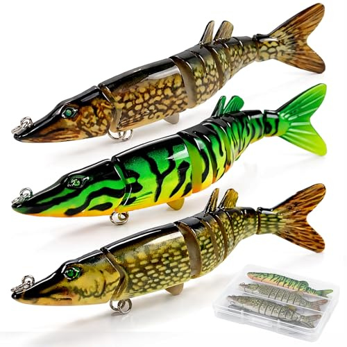 Swimbait Wobbler Gelenk Köder 8-Segment Langsam Sinkend mit Drillingen, Realistischer Kunstköder für Hecht, Zander & Barsch, Raubfischköder für Süß- und Salzwasser