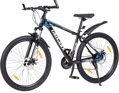 STAPERFO VTT 28 Hardtail - VTT avec dérailleur 21 vitesses et freins à disque, fourche à suspension - Vélo pour homme et femme à partir de 170 cm - Vélo de ville et tout-terrain - Bleu