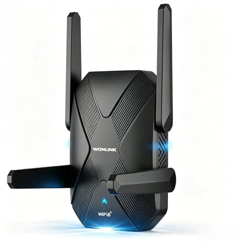 Répéteur WiFi 6 Puissant AX1500 Mbps, Amplificateur WiFi Double Bande | avec WPS, Port LAN, 4 Antennes, Repetiteur WiFi Puissant Soutenir 3 Modes, Compatible avec Toutes Les Box Internet