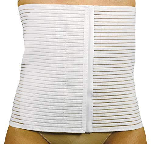 MANIFATTURA BERNINA Sana 55116 (Größe 1) - Postoperative verstellbar Rückenstützgürtel atmungsaktiv Bauchstütze mit Klettverschluss Höhe 16 cm