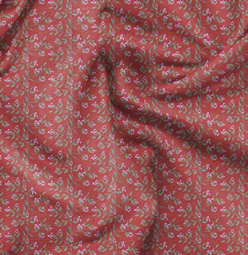 Soimoi Orange Heavy Canvas Fabric Leaves & Azalea Floral Fabric Prints By metre 58 Inch Wide