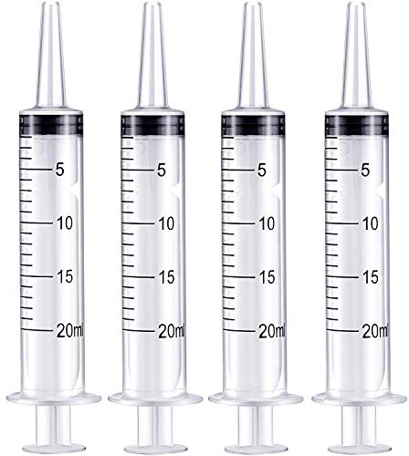 Frienda Large Plastic Syringe 4 Pack Measuring Syringe Tools Dispensing Multiple Uses(20 ml)