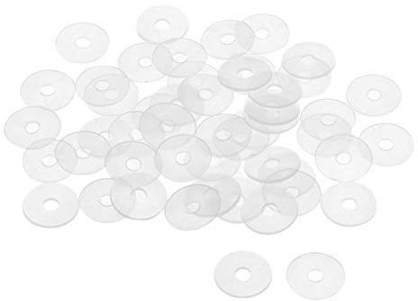 sourcing map Nylon Planas Arandelas M4 17mm DE 4mm DI 1mm Grosor Sellado Junta para Grifo Tubería Agua Manguera, Transparente, Paquete De 50