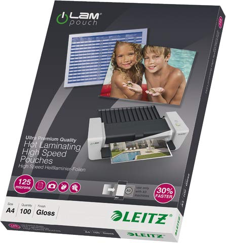 LEITZ® Laminiertasche Speed, A4, 216 x 303 mm, 0,125 mm, transparent (100 Stück), Sie erhalten 1 Packung á 100 Stück