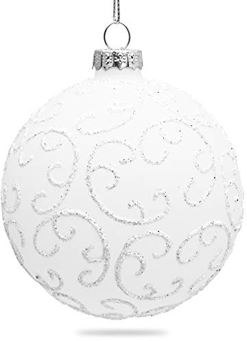 SIKORA Highlights 4er Set ausgefallene Christbaumkugeln besondere Weihnachtskugel Christbaumschmuck aus Glas Weiss 8cm, Farbe | Modell:Modell Florenz Weiss, Höhe in cm:8 cm