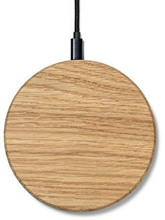 Oakywood Chargeur sans Fil Fin – Chargeur Rapide sans Fil en Bois de qualité supérieure Compatible avec Les appareils compatibles QI, Compatible avec iPhone 12, 11 Pro, 11, X, XR, XS, 8, SE (Chêne)