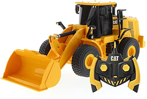Carrera - 37023003 RC 1:35 CAT 950M Wheel Loader I RC Baustellenfahrzeug Offizielle CAT-Lizenz I Verstellbare Schaufel & beweglicher Arm I Fahrzeit 50 Minuten