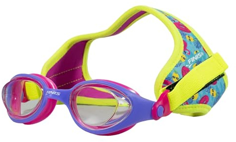 Finis DragonFly Schwimmbrille - Kinderschwimmbrille für 4-12 Jahre mit UV-Schutz, schwimmfähigem Neoprenband und langlebigen Gläsern - PVC- und Latex-frei - Flamingo - Flamingo | Alter 4-12, UV-Schutz, Neoprenband, Weiches Silikon, Robuste Verarbeitung, Bequemer Sitz, Für Pool und Freiwasser geeignet