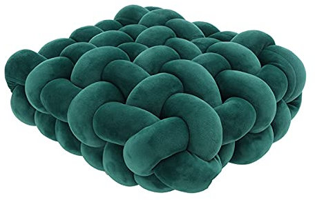 YT-KOKE Decorative Knot Ball Pillow, Velvet Cushion for Sofa Bed Chair Floor, Decorative Throw Pillow, Solid Color Accent Cushion for Girlfriends Playing Photography (Dark Green)