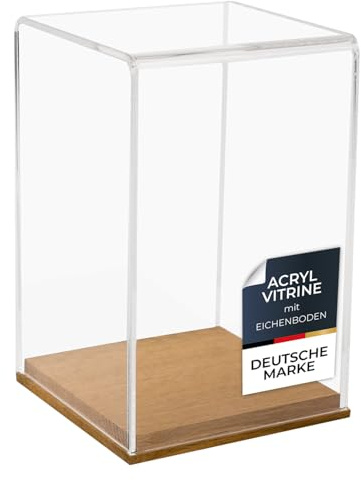 HMF Akrylmonter/-vitrin med träbas för modellbilar, transparent, 14 x 14 x 22 cm, 46881