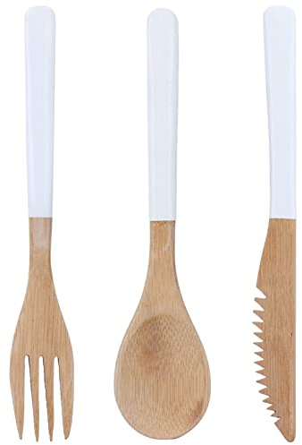 TOPINCN Set di Posate, Set di Posate in Legno Giapponese Senza BPA per la Cucina(Bianco)
