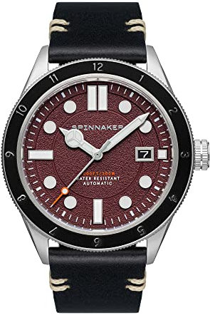 Spinnaker Herren 43mm Cahill 300 Automatik Malbec Watch mit echtem Lederband SP-5096-04