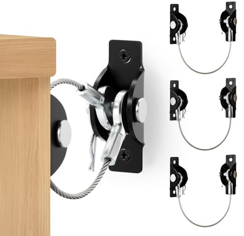 Furniture Anchors Anti-Tip Kit (4 Pack)- Furniture Straps for Baby Proofing, Secure 400 lbs Cabinet Prevent Falling Prevention Strap, Wall Anchor Prevent Child Pet Safety, HOME MASTER HARDWARE