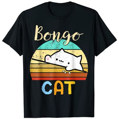Vintage Sonnenuntergang Bongo Katze süßes Gamer Meme Geschenk T-Shirt