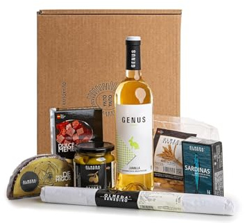 OLMEDA ORÍGENES - Cesta Gourmet Regalo Olmeda Super - Surtido de embutidos, tapas, snacks y dulces españoles