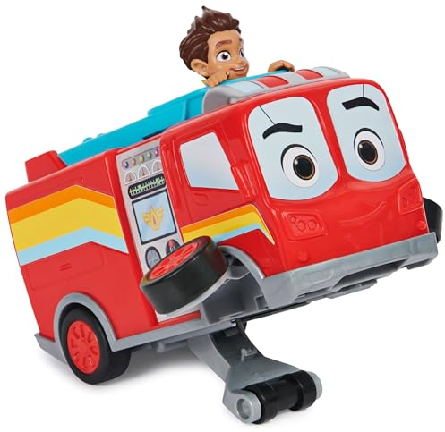 Disney Junior Firebuds, BO and Flash Feuerwehrauto Spielzeugfahrzeug mit Rückzugfunktion und Wheelie Action, Kinderspielzeug für Jungen und Mädchen ab 3 Jahren