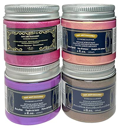 CSY art gallery Zweifarbiges, irisierendes Metallic-Acrylfarben-Set, Farbe Rosa, 60 ml Flasche, wasserbasiert, reichhaltige Pigmente, ungiftig, für Künstler und Hobbymaler (Pink Unicorn)