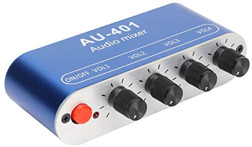Powered Mixers,Mini Stereo Mixer 4 in 1 Out Volume Adjustment 3.5mm Sound Selector Amplifier for PC Laptop Headphone